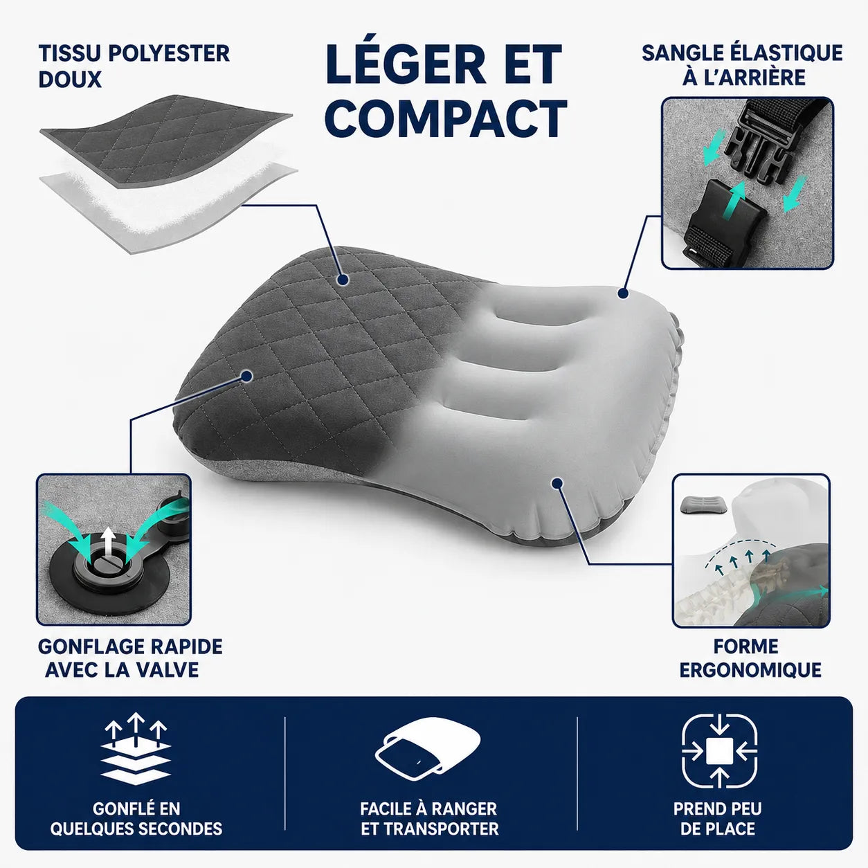 Coussin gonflable ultraléger et compact PRO