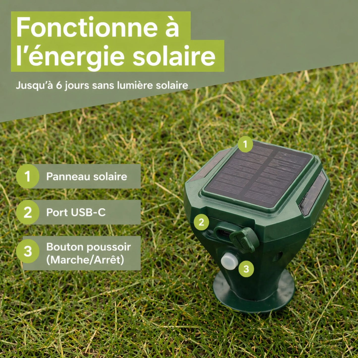 Répulsif anti-taupes solaire