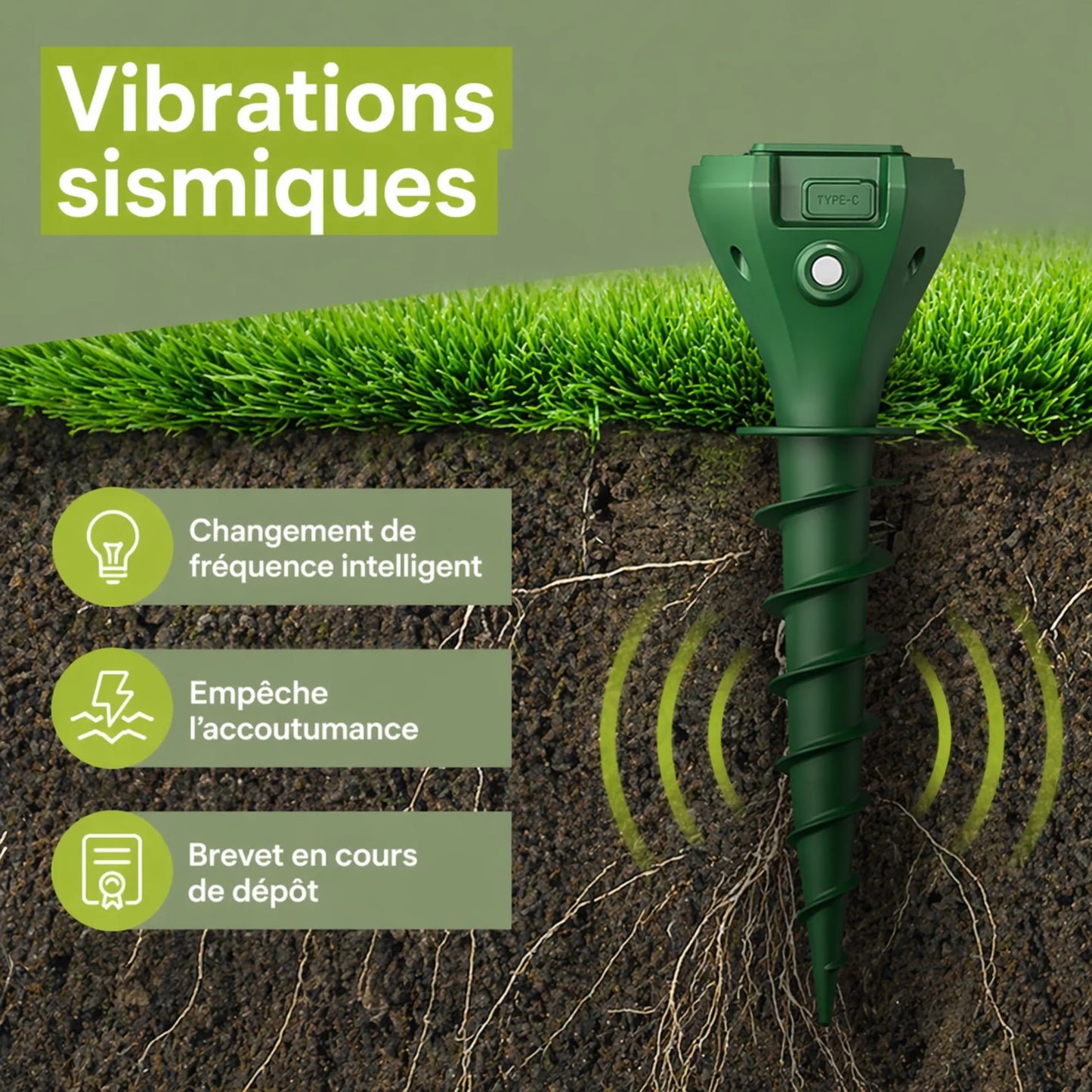 Répulsif anti-taupes solaire