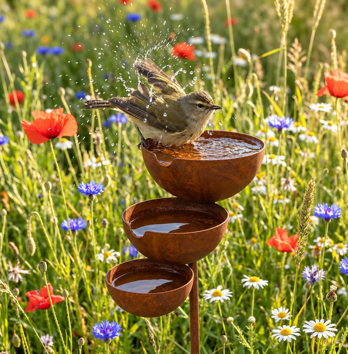 Bain d’oiseaux à trois niveaux